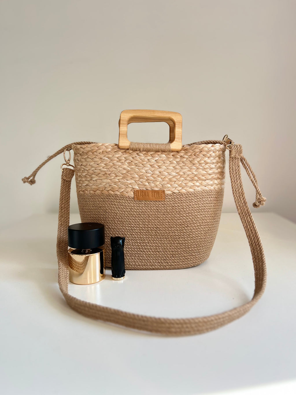 Torba Wikliny i Juty — dwukolorowy splot wikliny i juty, elegancka torba slow fashion na ramię