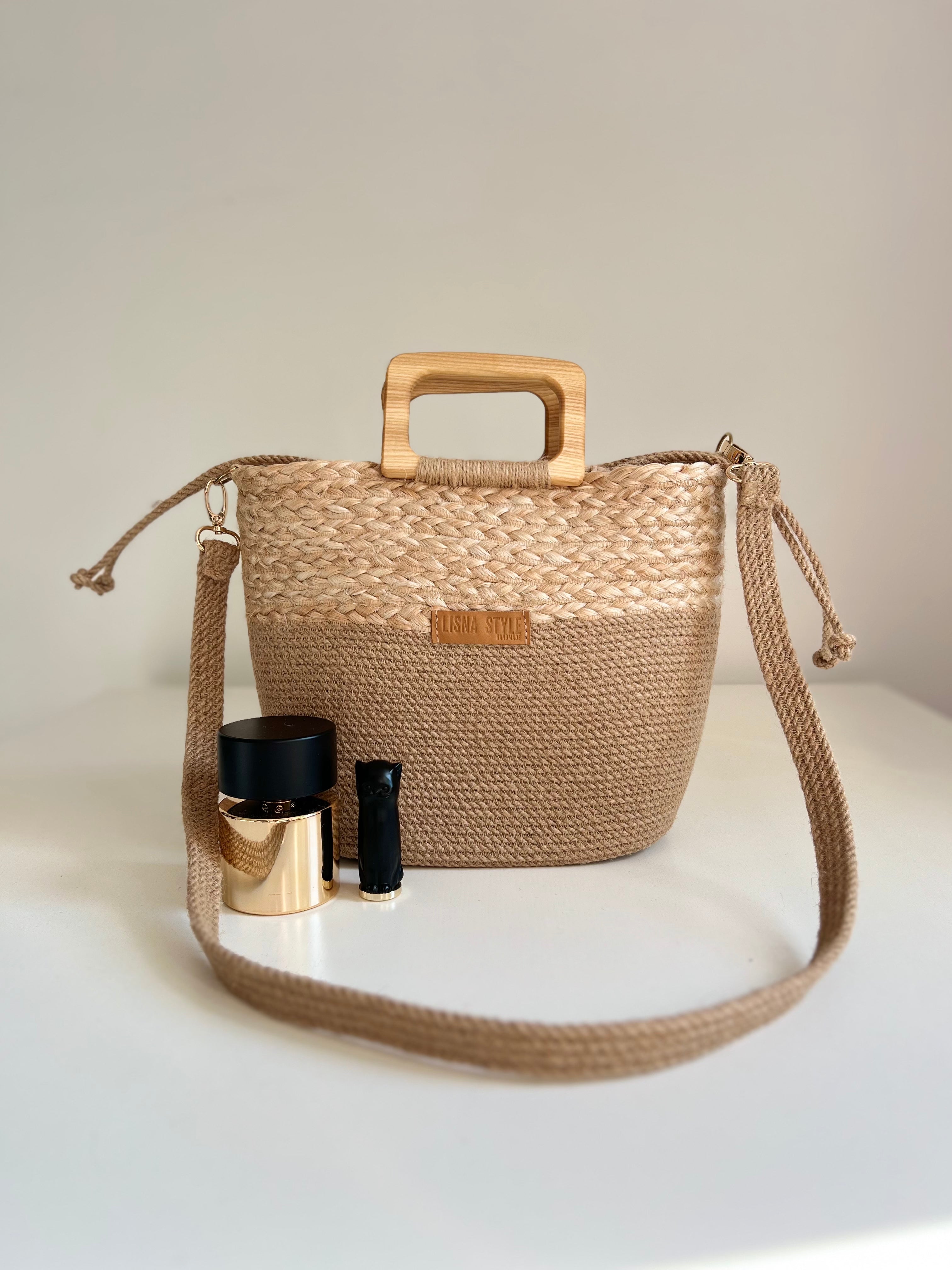 Torba Wikliny i Juty — dwukolorowy splot wikliny i juty, elegancka torba slow fashion na ramię